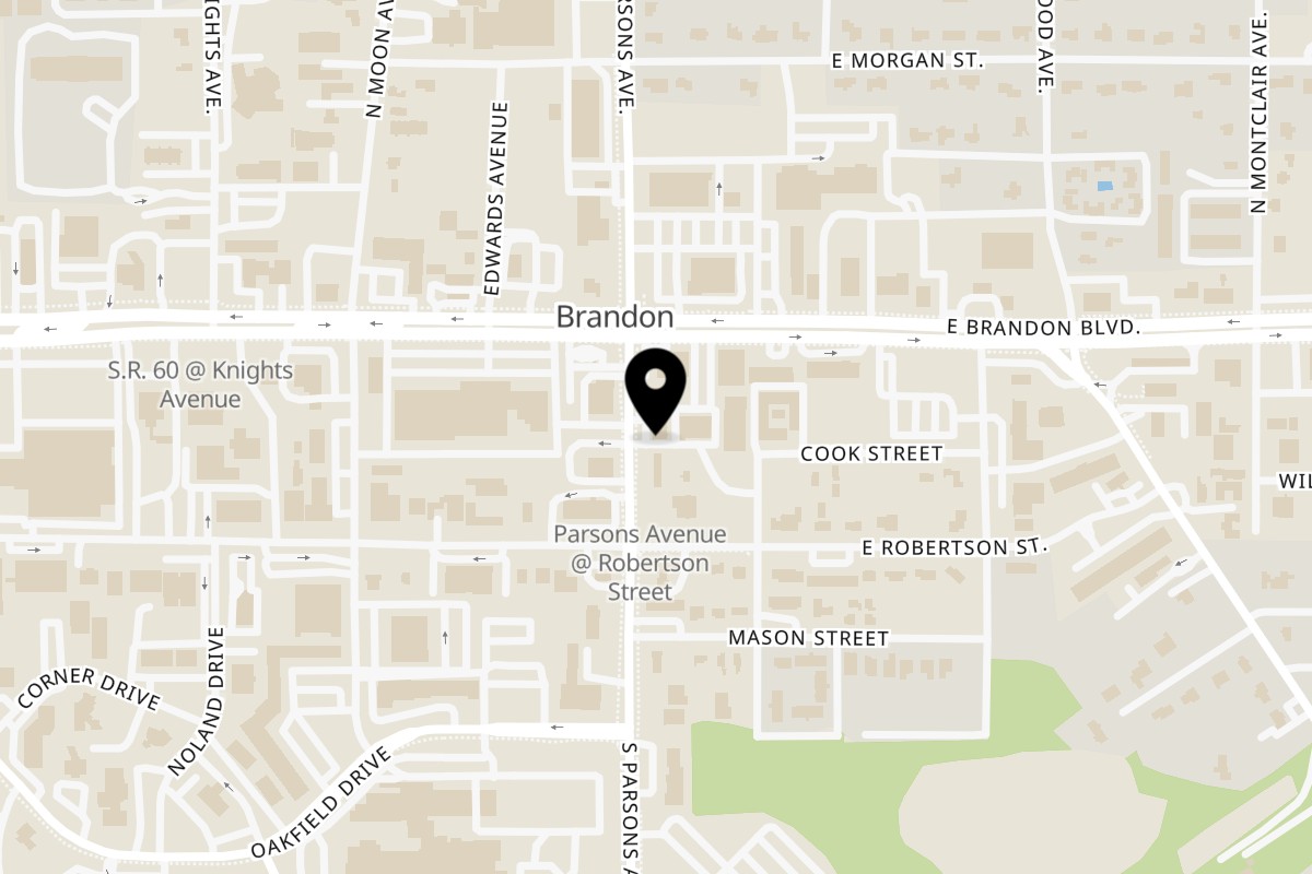 Map showing the location of Ay Que Rico! on 113 S Parsons Ave C in Brandon